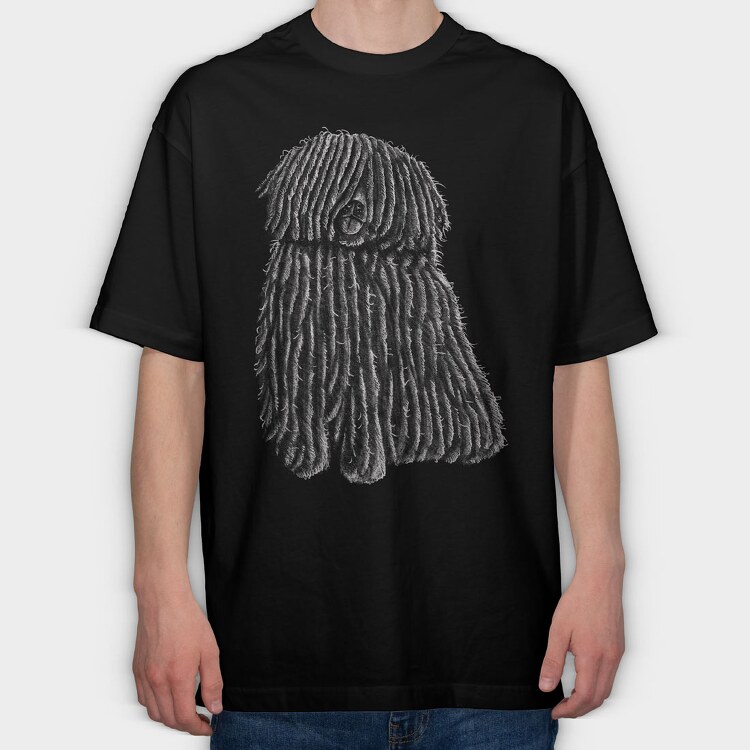 Hungarian Puli Dog, Tricou Oversize Barbati (Unisex)