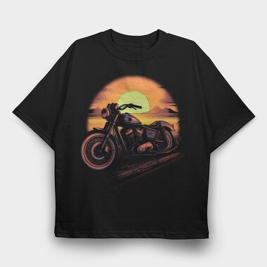 Motorcycle Sunset, Tricou Oversize Barbati (Unisex)