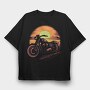 Motorcycle Sunset, Tricou Oversize Barbati (Unisex)