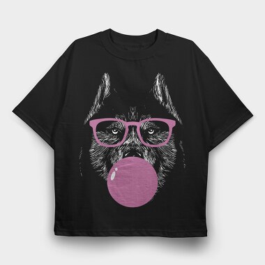 Husky Sungalsses Bubblegum Monochrome, Tricou Oversize Barbati (Unisex)