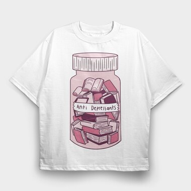 Anti Depressants Books, Tricou Oversize Barbati (Unisex)