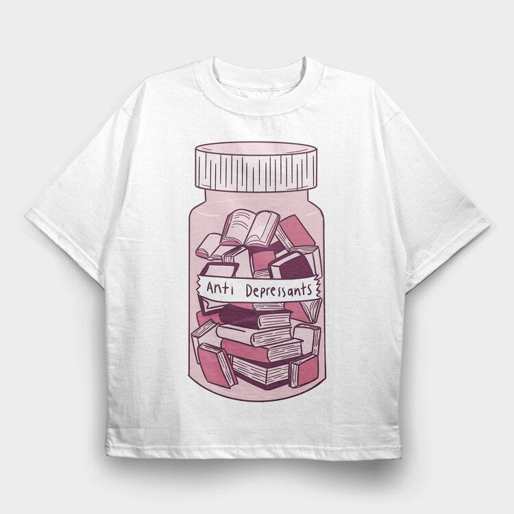 Anti Depressants Books, Tricou Oversize Barbati (Unisex)