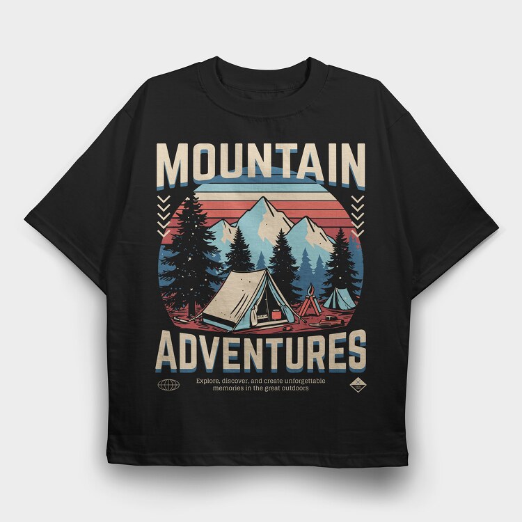 Mountain Adventures Retro Camping, Tricou Oversize Barbati (Unisex)