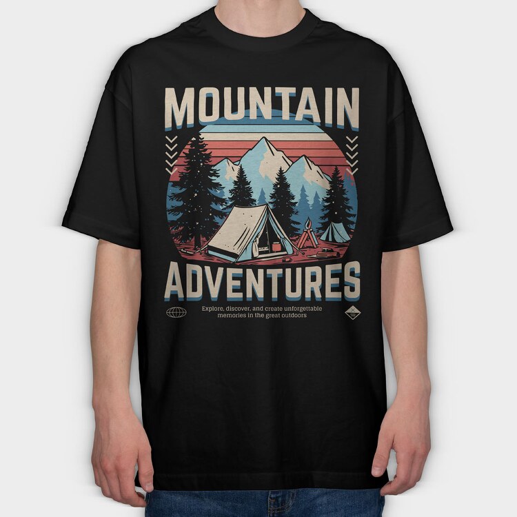 Mountain Adventures Retro Camping, Tricou Oversize Barbati (Unisex)