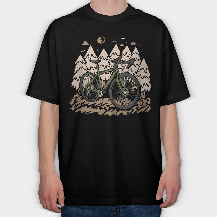 Mountain Bike Forest, Tricou Oversize Barbati (Unisex)