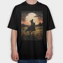 Rider Girl on Horse, Tricou Oversize Barbati (Unisex)