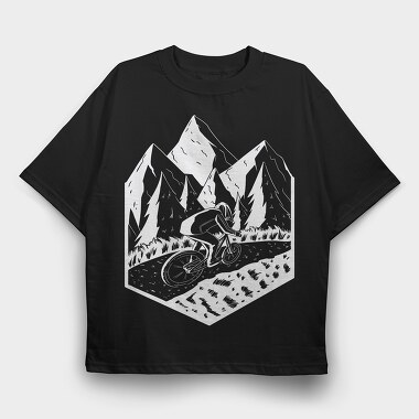 Mountain Biker, Tricou Oversize Barbati (Unisex)