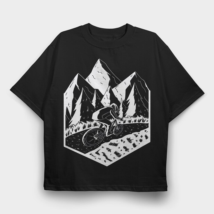 Mountain Biker, Tricou Oversize Barbati (Unisex)