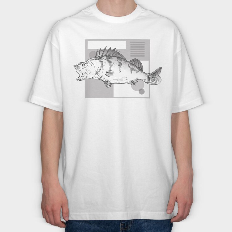 River Perch Sketch, Tricou Oversize Barbati (Unisex)