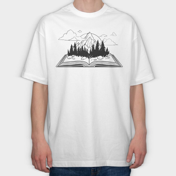 Mountain Book Landscape, Tricou Oversize Barbati (Unisex)