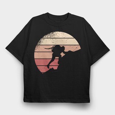 Mountain Climbing Retro Sunset, Tricou Oversize Barbati (Unisex)