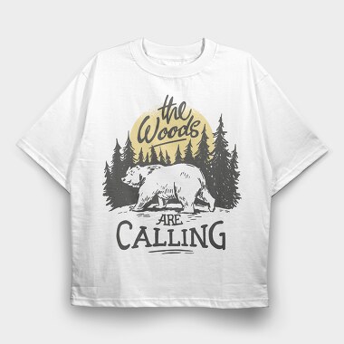 The Woods Are Calling Bear Sun, Tricou Oversize Barbati (Unisex)