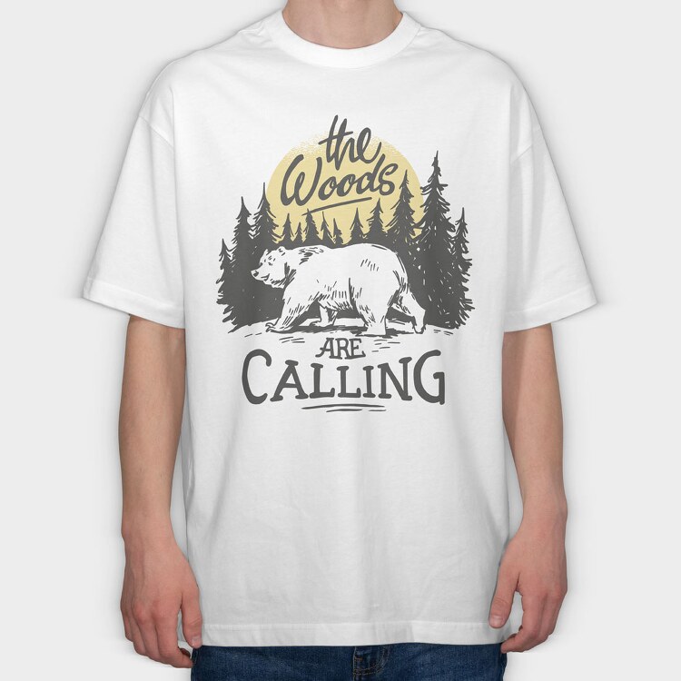The Woods Are Calling Bear Sun, Tricou Oversize Barbati (Unisex)