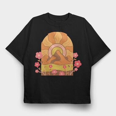 Mountain Flowers Sunset, Tricou Oversize Barbati (Unisex)