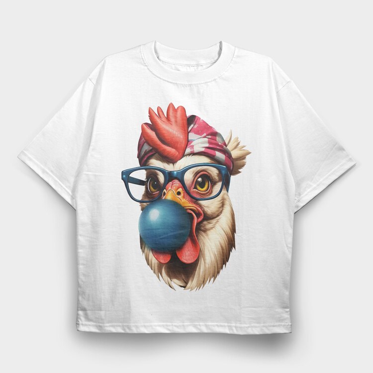 Chicken Bubblegum, Tricou Oversize Barbati (Unisex)