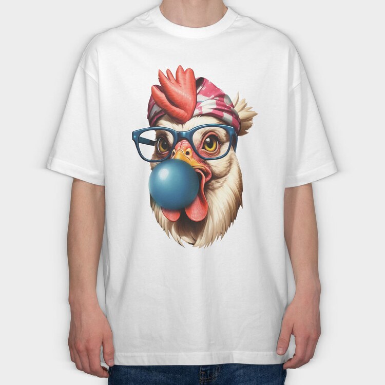 Chicken Bubblegum, Tricou Oversize Barbati (Unisex)