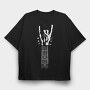 Rock Hand Guitar, Tricou Oversize Barbati (Unisex)