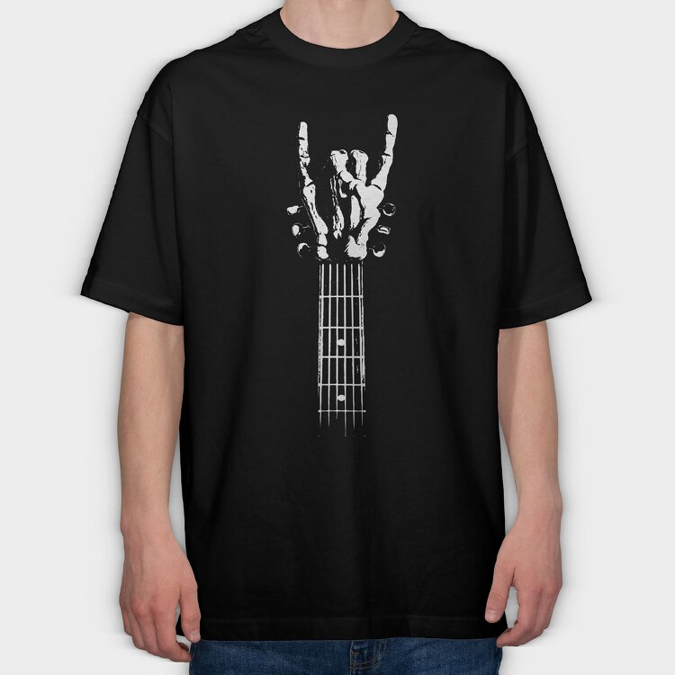 Rock Hand Guitar, Tricou Oversize Barbati (Unisex)