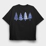Blue Christmas Trees, Tricou Oversize Barbati (Unisex)