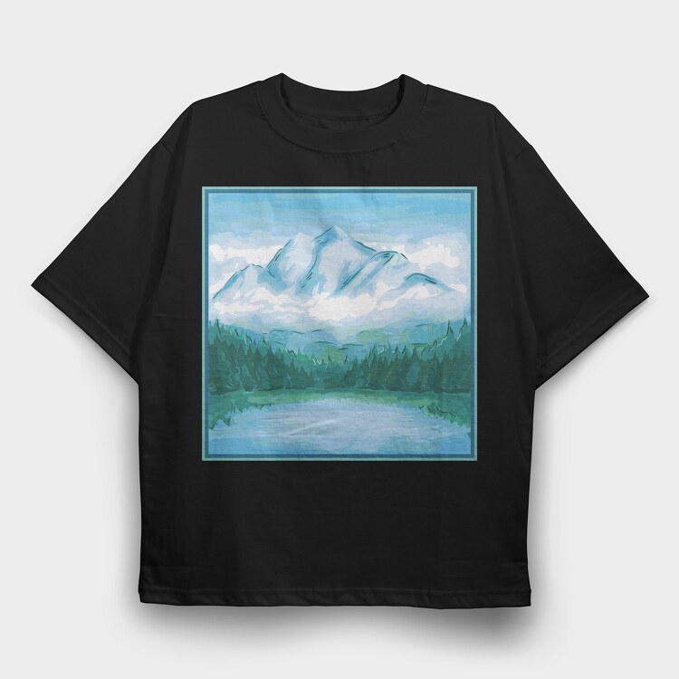 Mountain Painting, Tricou Oversize Barbati (Unisex)