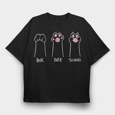 Rock Paper Scissors Paw, Tricou Oversize Barbati (Unisex)