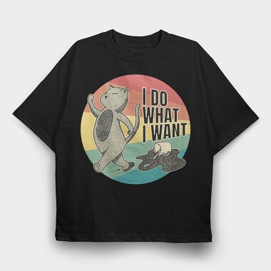 I Do What I Want Cat Coffee, Tricou Oversize Barbati (Unisex)
