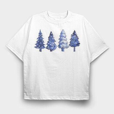 Blue Christmas Trees, Tricou Oversize Barbati (Unisex)