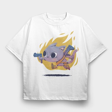 Armed Cute Cat, Tricou Oversize Barbati (Unisex)