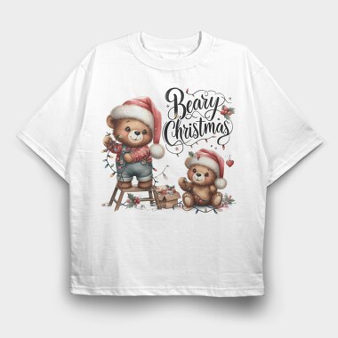 Beary Christmas Bear, Tricou Oversize Barbati (Unisex)