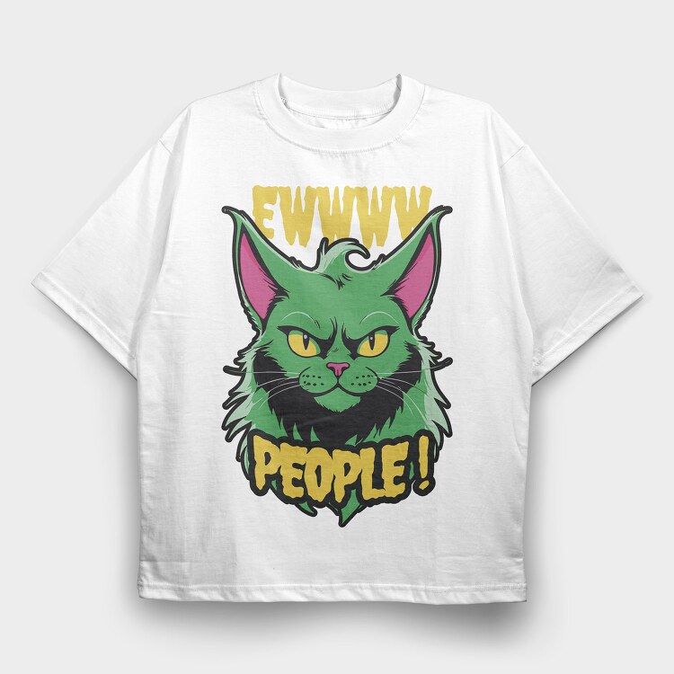 Ew People Green Cat, Tricou Oversize Barbati (Unisex)