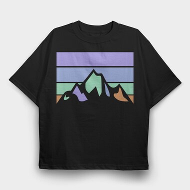 Mountain Retro Sunset, Tricou Oversize Barbati (Unisex)