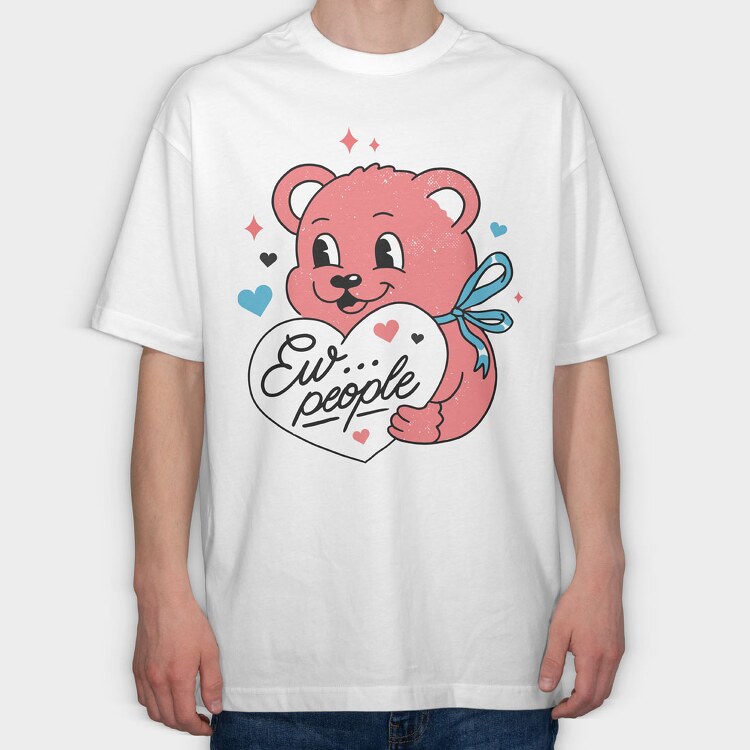 Ew People Pink Teddy, Tricou Oversize Barbati (Unisex)
