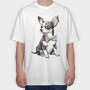 Chihuahua Bow, Tricou Oversize Barbati (Unisex)