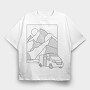 Mountain Van Monochrome, Tricou Oversize Barbati (Unisex)