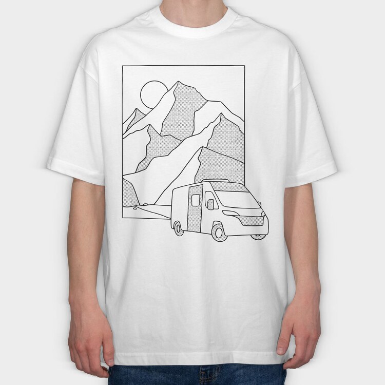 Mountain Van Monochrome, Tricou Oversize Barbati (Unisex)