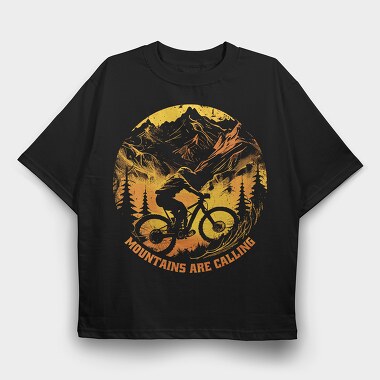Mountainbike Mountains Are Calling, Tricou Oversize Barbati (Unisex)