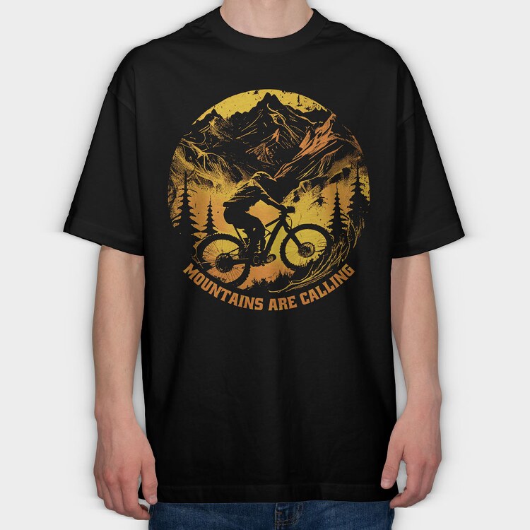 Mountainbike Mountains Are Calling, Tricou Oversize Barbati (Unisex)