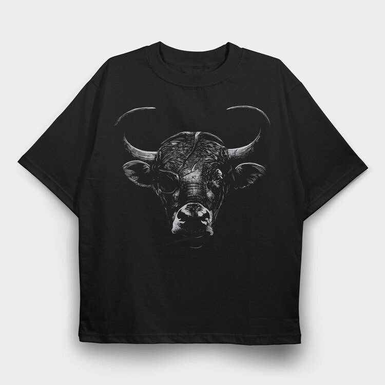 Eyepatch Bull Portrait, Tricou Oversize Barbati (Unisex)