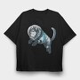 Astronaut Husky, Tricou Oversize Barbati (Unisex)