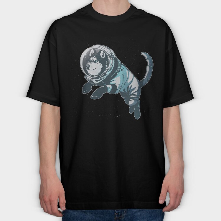 Astronaut Husky, Tricou Oversize Barbati (Unisex)