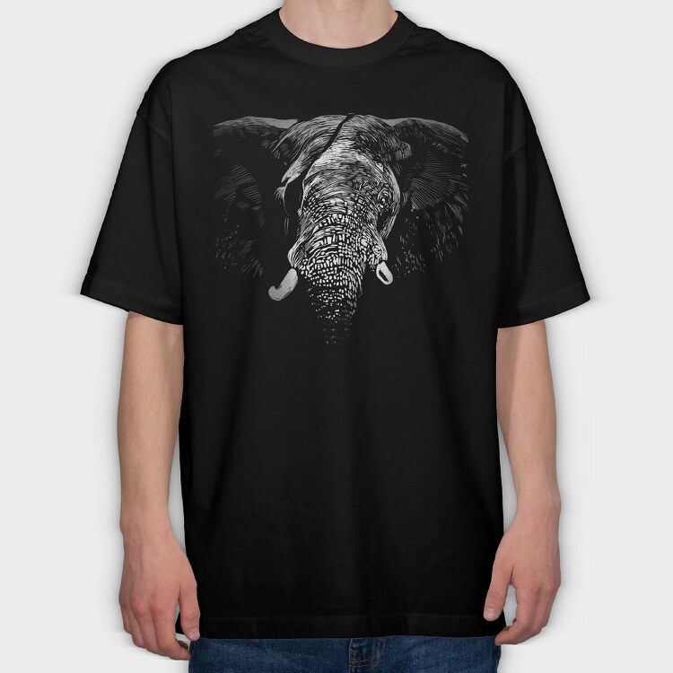 Eyepatch Elephant Portrait, Tricou Oversize Barbati (Unisex)