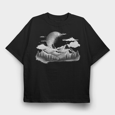 Mountains With the Moon, Tricou Oversize Barbati (Unisex)