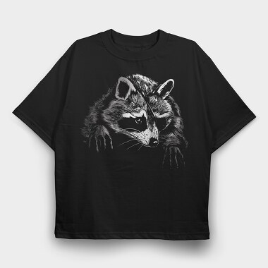 Eyepatch Raccoon, Tricou Oversize Barbati (Unisex)