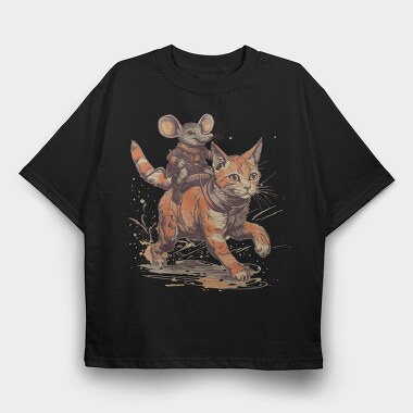 Mouse Cowboy Cat, Tricou Oversize Barbati (Unisex)