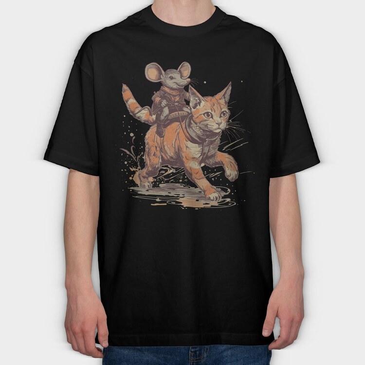 Mouse Cowboy Cat, Tricou Oversize Barbati (Unisex)