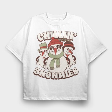 Chillin Snowmies, Tricou Oversize Barbati (Unisex)