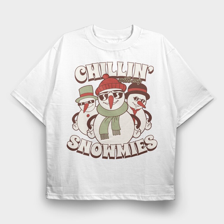 Chillin Snowmies, Tricou Oversize Barbati (Unisex)