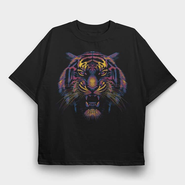 Tiger Colorful, Tricou Oversize Barbati (Unisex)