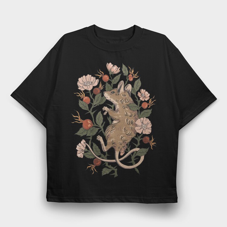 Mouse Rosehip, Tricou Oversize Barbati (Unisex)