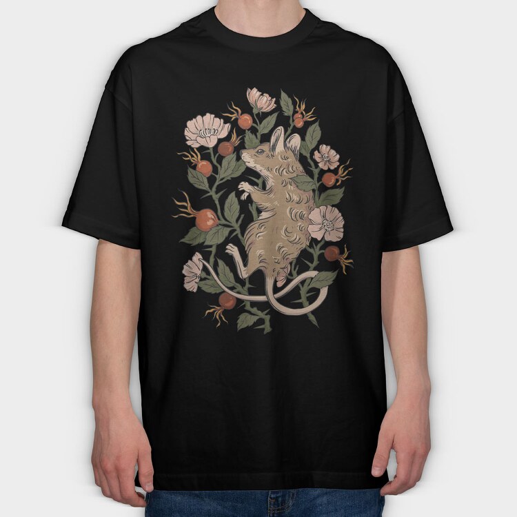Mouse Rosehip, Tricou Oversize Barbati (Unisex)